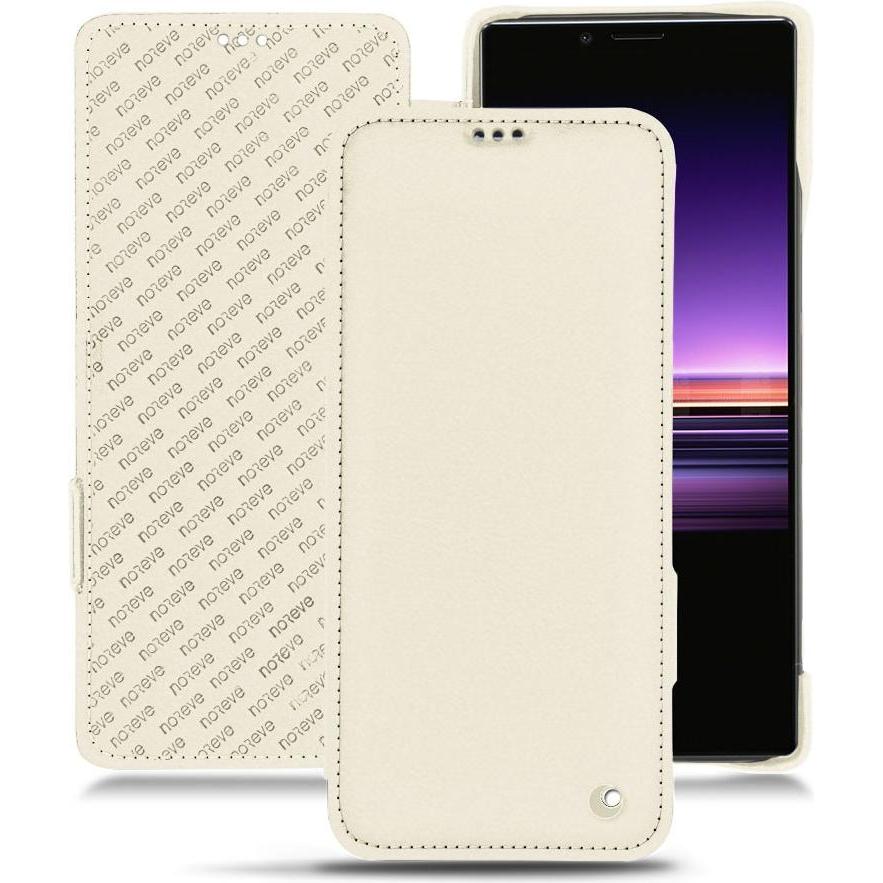 Noreve Lederschutzhülle horizontal (Sony Xperia 1), Smartphone Hülle, Weiss