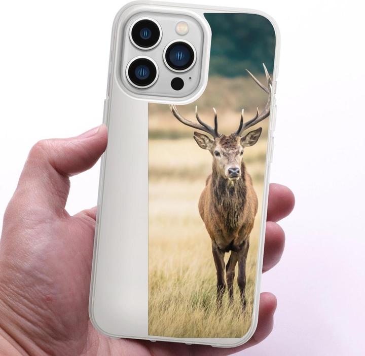 Produktbild DeinDesign Silikon Hülle für Apple iPhone 13 Pro Handyhülle Case Smartphone Schutzhülle Hirsch Wald Wiese (Apple iPhone 13 Pro)