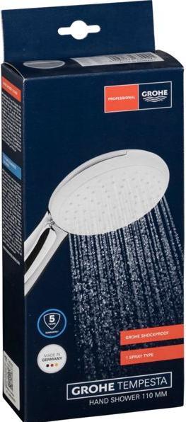 Grohe Tempesta 110 hand shower 1 spray type (1 Beam types, 16.60 l/min)