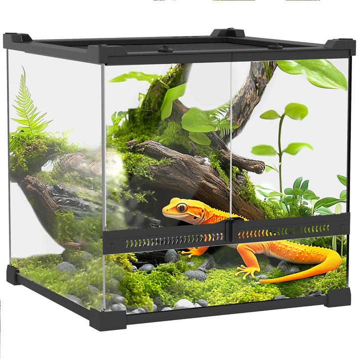 Image du produit PawHut Terrarium Hartglas, Stahl Schwarz