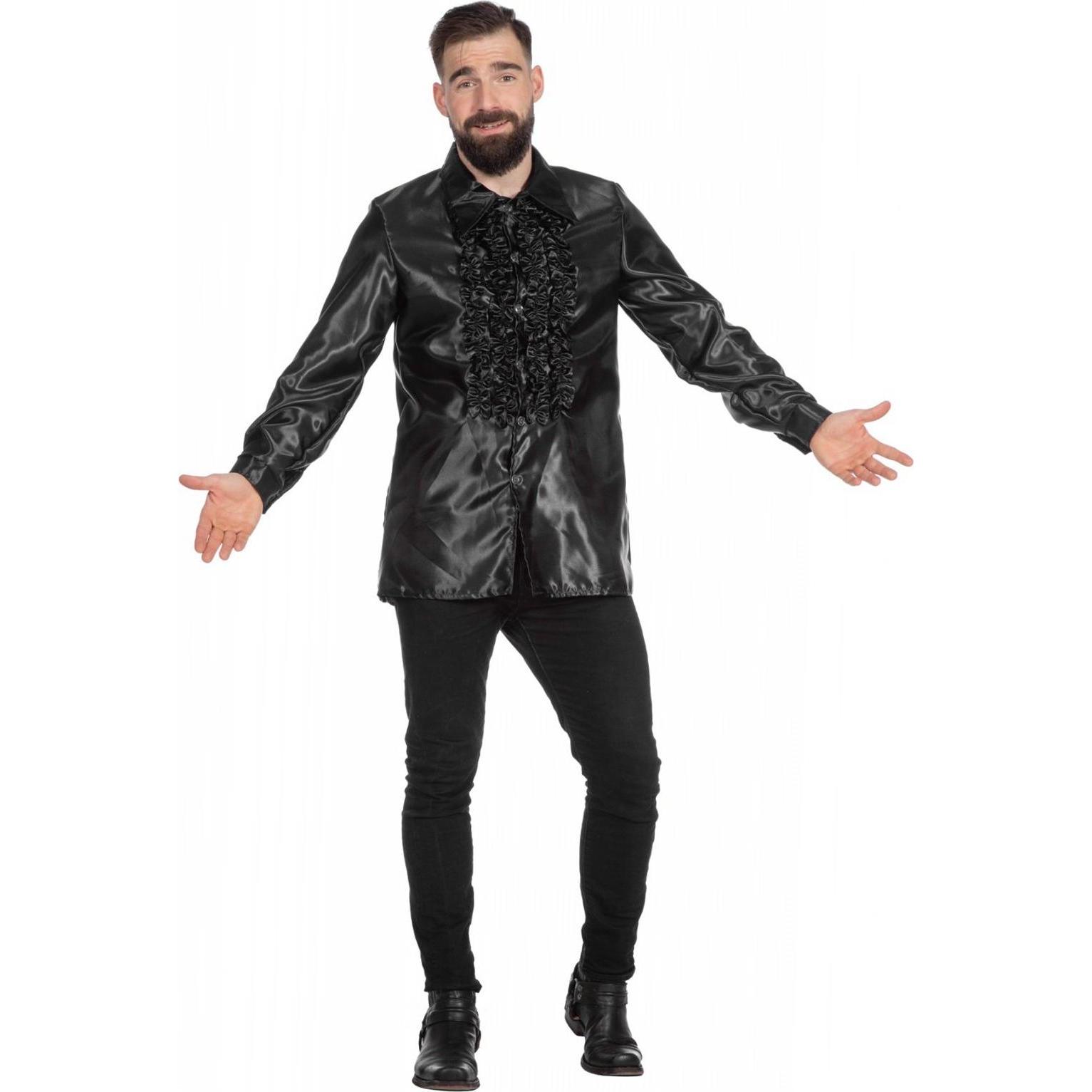 Metamorph Satin Rüschenhemd schwarz (52)