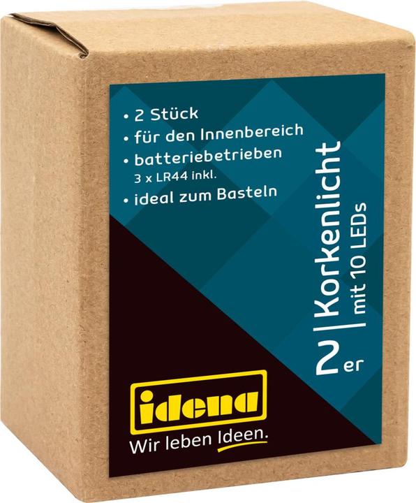 Produktbild Idena Korken-Lichterkette 2er Set,10 LED, warmweiss (0.90 m)