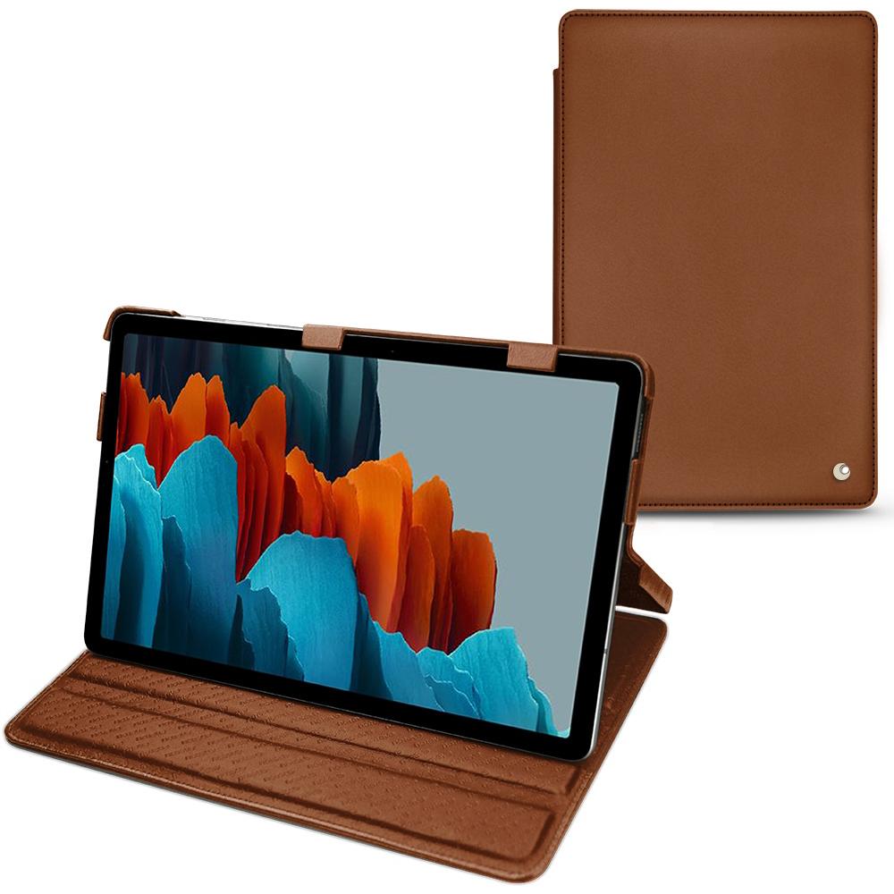 Noreve Lederschutzhülle horizontal (Galaxy Tab S7+), Tablet Hülle, Braun