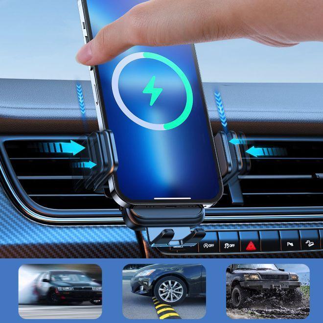 Produktbild Joyroom Magnetic car holder JR-ZS2948 with Qi induction charger (black)