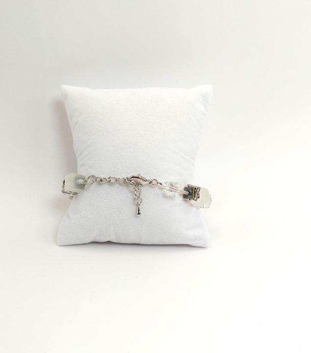 Immagine prodotto Signé Bracciale Signè con cubo in acciaio inossidabile bianco rodiato No.2 (Metallo, Vetro, Senza piombo, Senza cadmio, Ottone rodiato in ottone rodiato, Acciaio inossidabile, cristalli sintetici, Senza nichel)
