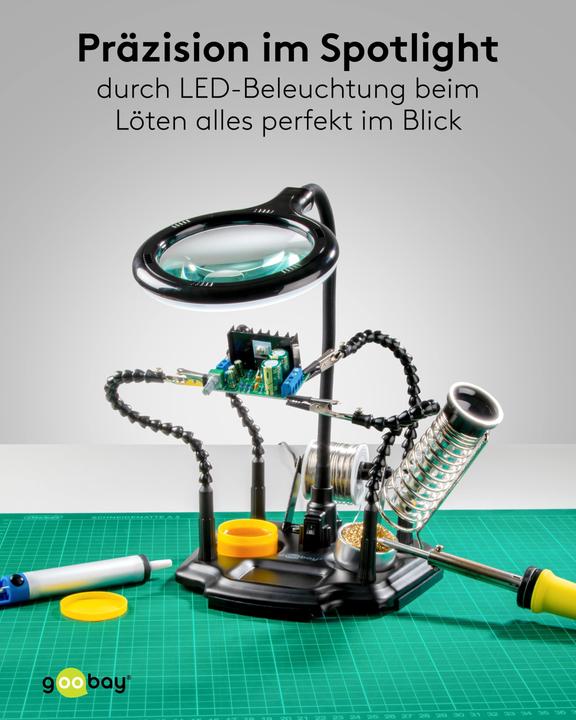 Image du produit Goobay Löthilfe mit Lupenleuchte und Schwanenhals-Armen (Lampe loupe)
