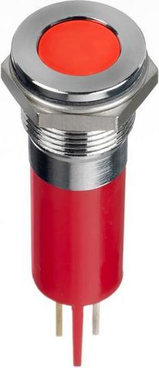 Produktbild RS PRO 12mm flush bright chrome LED, red 12Vdc