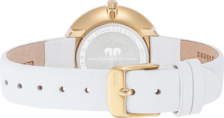 Immagine prodotto Orologio al quarzo da donna perla in vera pelle bianca - 32214 (Orologio da polso analogico, 32 mm)