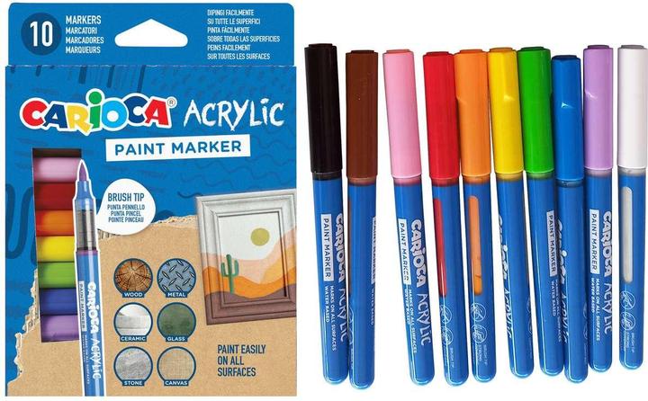 Carioca Acrylmarker mit Pinsel 10 Farben (10x)
