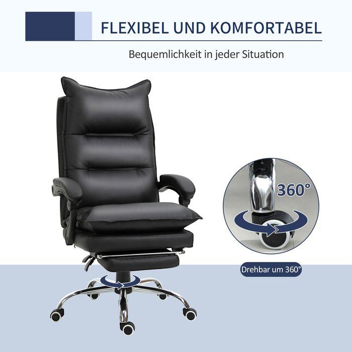 Image du produit Swisshandel24 Chaise de bureau avec repose-pieds Similicuir noir (55 - 63 cm)