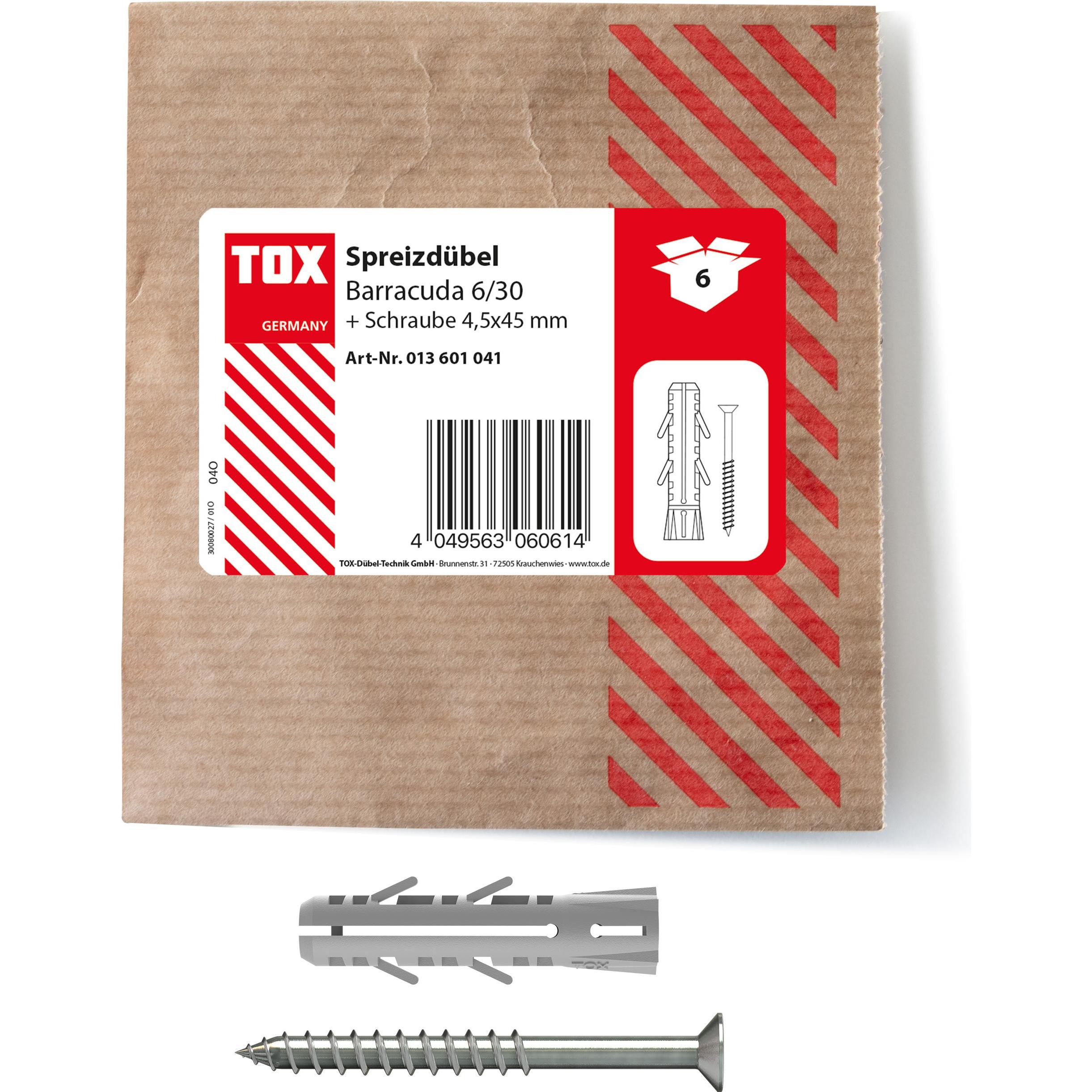 Tox, Dübel, Spreizdübel Barracuda 6x30 mm + Schraube (6 Stk.)