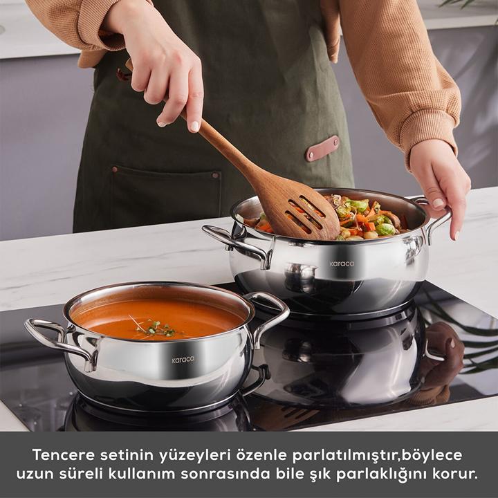 Produktbild Karaca Emirgan XL Cookware with Storage Lid Induction Base Made of Steel Pack of 10 (Pfannenset + Topfset, Edelstahl)