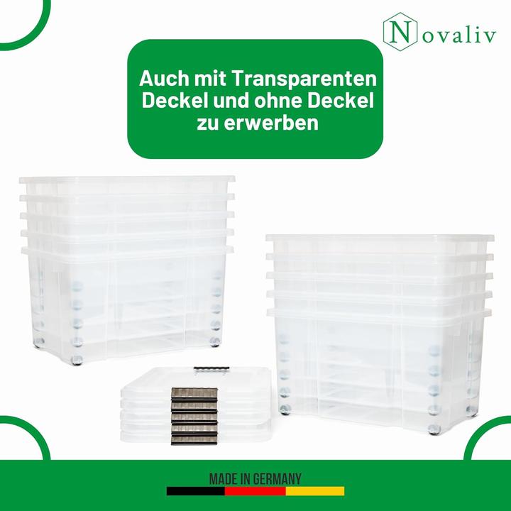 Actual product image Novaliv 3x Aufbewahrungsboxen mit Deckel Gross 55L Anthrazit Nestbar stapelbar mit Clipverschluss Rol (55 l)