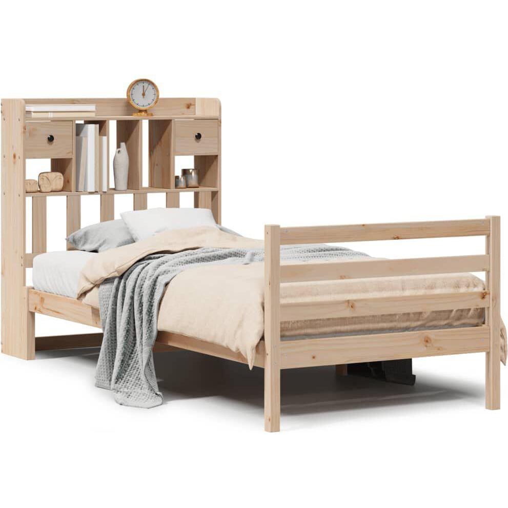 VidaXL, Bett, Massivholzbett Holzbett Bett Einzelbett mit Regal ohne Matratze 90x200cm (90 x 200 cm)