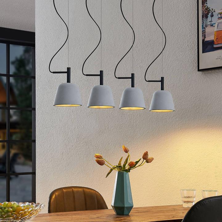 Actual product image Lucande Otavis 4 Concrete pendant light (E14)