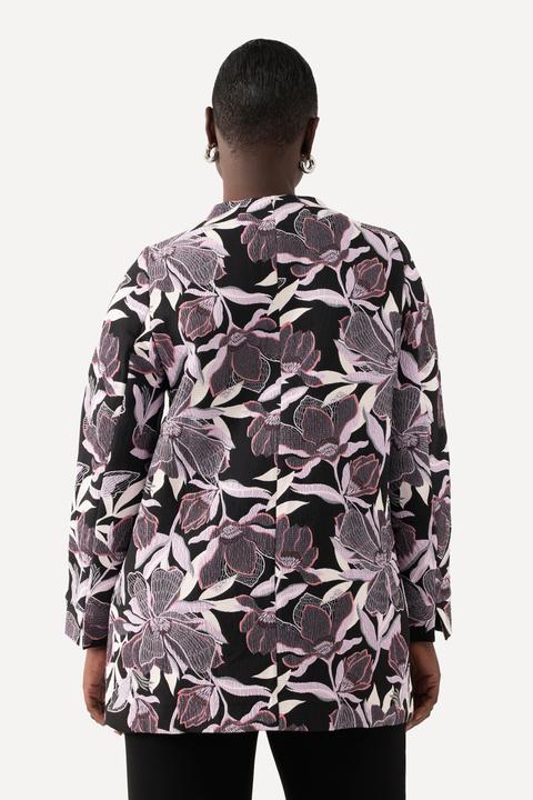 Image du produit Ulla Popken Veste Jacquard motif fleurs, col calice et encolure en V (46, 48)