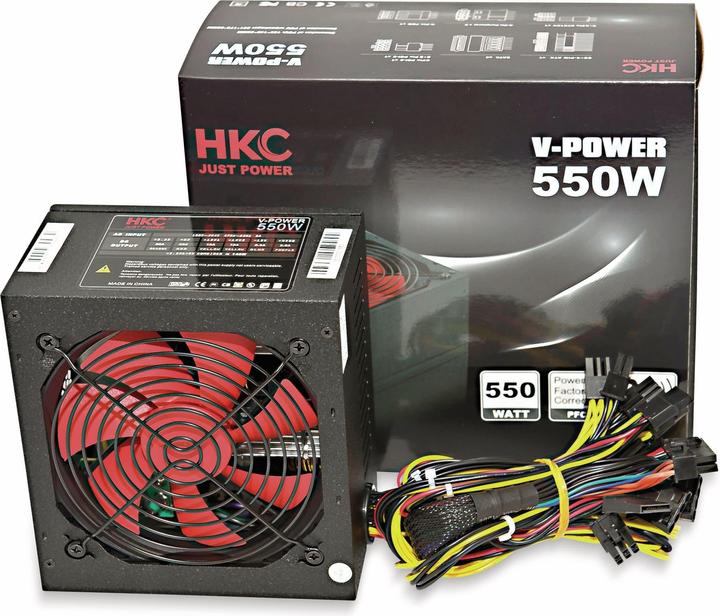 Produktbild HKC V-550 - 550 W - 75% - PC - ATX - Schwarz - Rot - 150 mm (550 W)