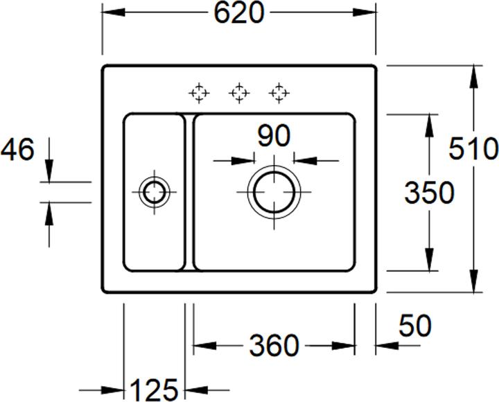 Image du produit Villeroy & Boch Villeroy&Boch Evier, Evier de cuisine Subway 60 XM Graphite 620x510mm, Largeur meuble bas 60cm