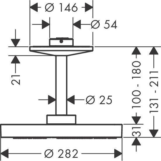 Actual product image Axor One shower head 280 2 spray types with ceiling connection, 48494 (2 Beam types, 18 l/min)