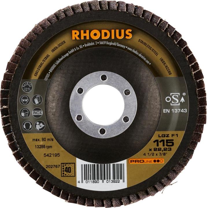 Immagine prodotto Rhodius Disco lamellare PROline LGZ F1 115 x 22,23 mm K40 (40)