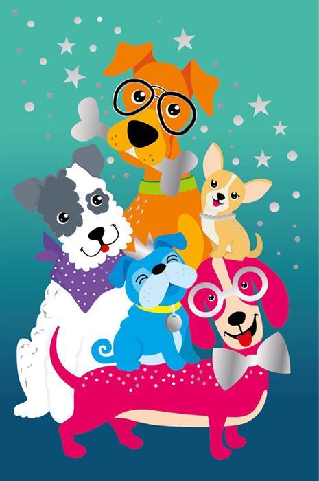 Card Group Karte Colourful Dogs