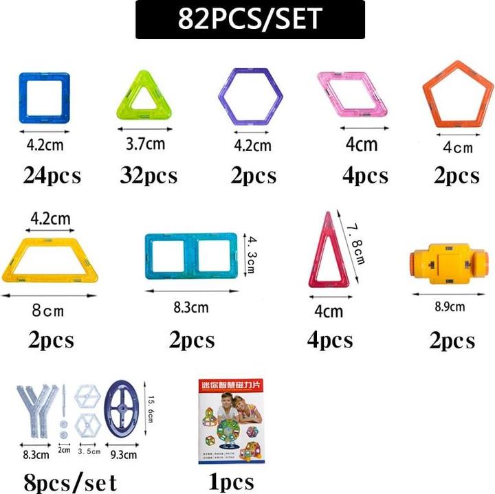 Produktbild JTI Magnetische Bauteile - Ein perfektes Geschenk für Kinder (82 Stück)