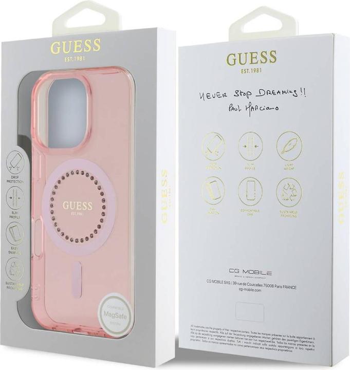 Produktbild Guess GUHMP16LPFTDTEP iPhone 16 Pro 6.3" różowy/pink hardcase IML Rhinestones MagSafe (Apple iPhone 16 Pro)