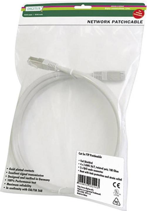 Productafbeelding Digitus CAT 5e U-UTP patchkabel Cu PVC AWG 26/7 lengte 25 m kleur grijs (U/UTP, CAT5e, 5 m)