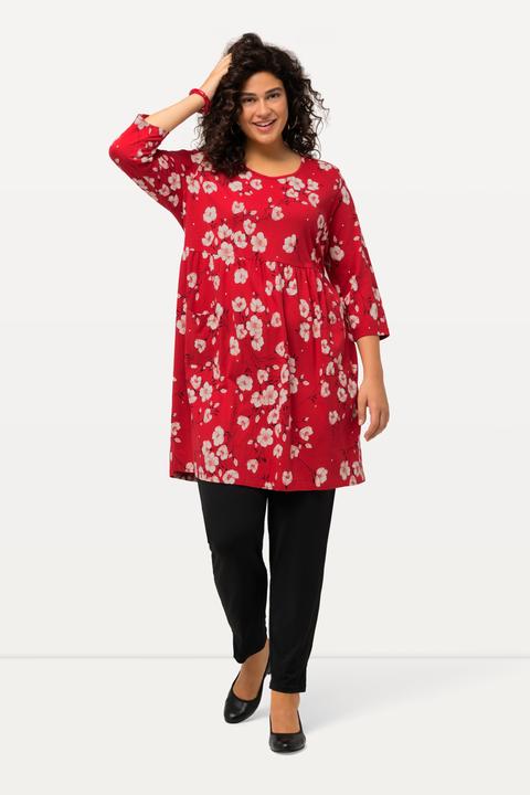 Produktbild Ulla Popken Longshirt, Blumen, A-Linie, Rundhals, 3/4-Arm (50, 52)