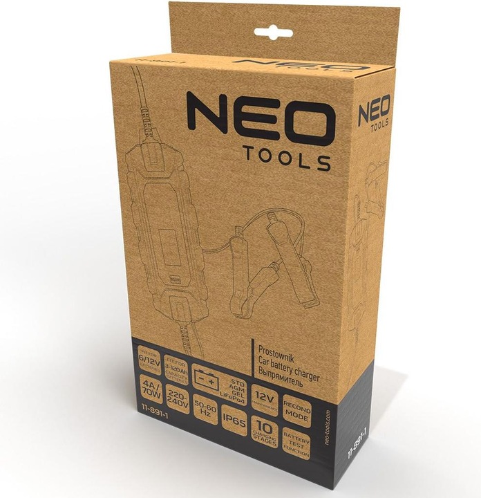 Produktbild Neo Automatisches Ladegerät 4A/70W 3-120Ah für Säure- / AGM-/GEL-Batterien