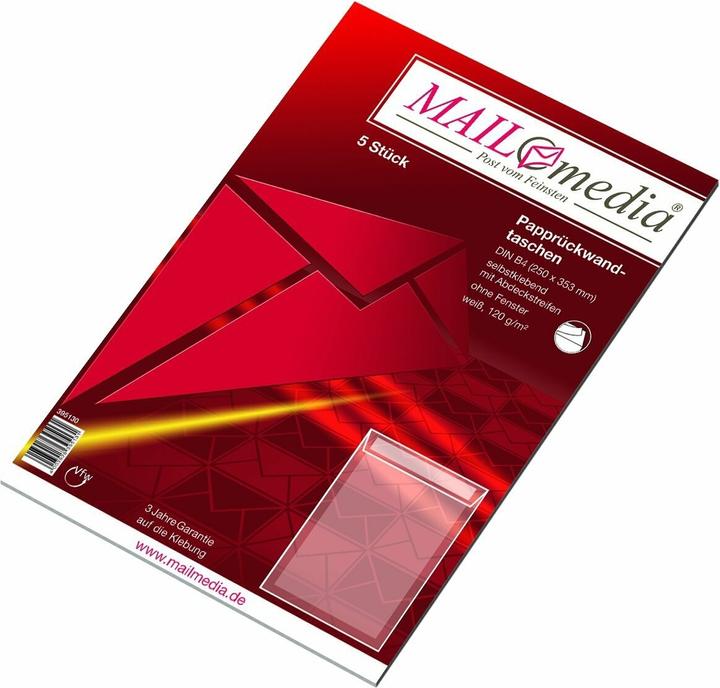 Actual product image Mayer-Network 30002544 Cardboard back pockets B4, without window, 120 gsm, white, 5 pcs. (5 pcs.)