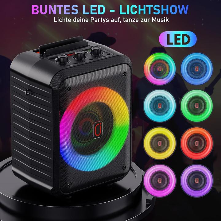 Produktbild HWWR Tragbare Karaoke Maschine D13T mit 2 Mikrofonen (Aktiv, 2x 30 W)