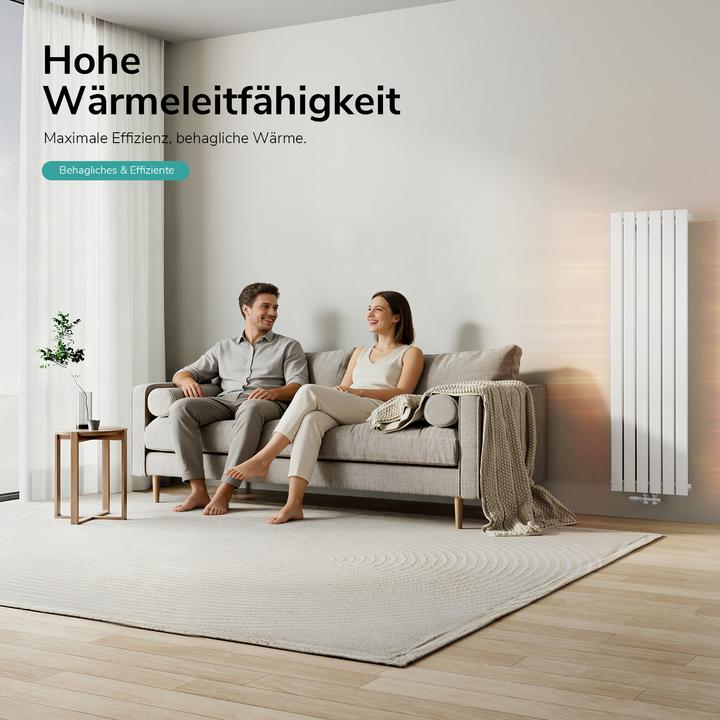 Produktbild Emke Heizkörper, Flachheizkörper mit Zentralanschluss, Weiss 160x46cm 850W Einlagig (850 W)