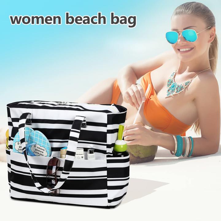 Produktbild Only-Bags.Store Grosse Strandtasche mit Reissverschluss Wasserdichte Umhängetasche Tragetasche Shopper