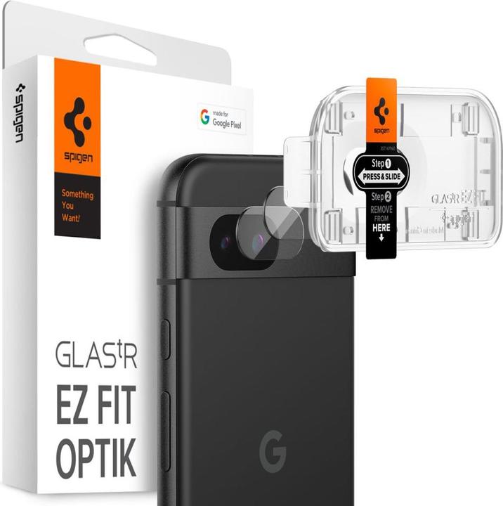 Spigen EZ Fit GehÃ¤rtetes Glas Clear Displayschutzfolie Camera Google Pixel 8a (2 Stück, Google Pixel 8a)
