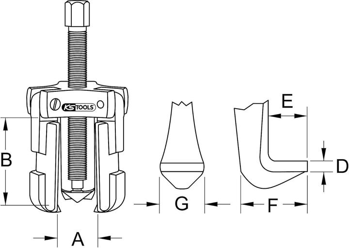 Actual product image KS Tools Bearing ring puller 3-arm with clamping cone, 6 pcs