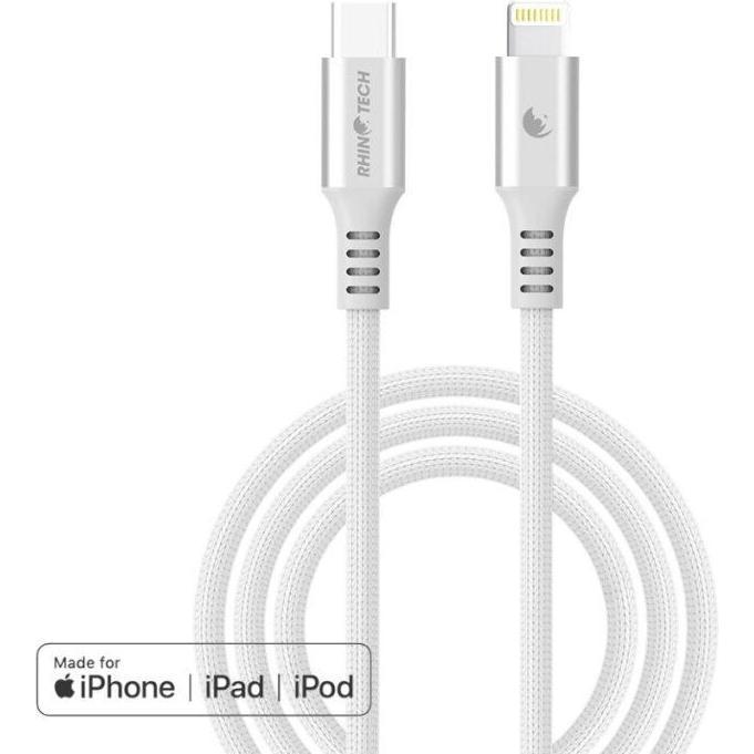Rhinotech LITE MFi kabel s nylonovým opletem USB-C na Lightning 1.2m stříbrná (1.20 m), Cavo USB