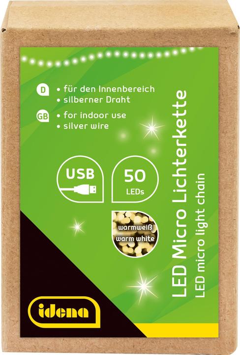 Produktbild Idena Lichterkette 50 Micro LED ww USB (2.75 m)