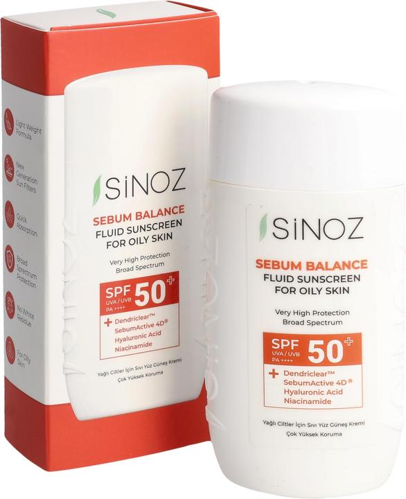 Actual product image Sinoz Liquid Sunscreen for Oily Skin (Suntan cream, SPF 50+, 50 ml)