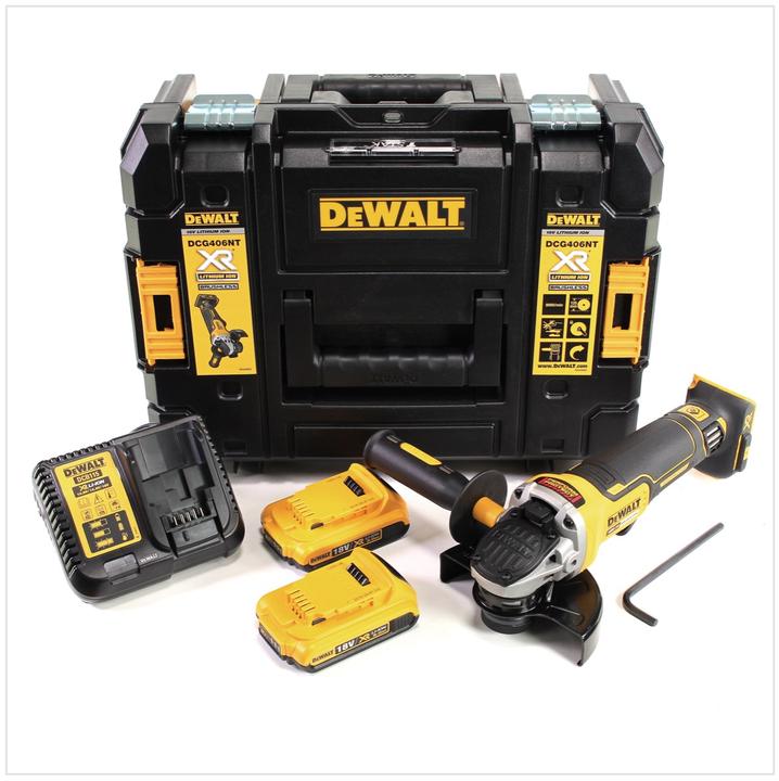 Immagine prodotto DeWalt DCG 406 D2 Smerigliatrice angolare a batteria 18V 125 mm in valigetta TStak + 2x Batterie (125 mm)