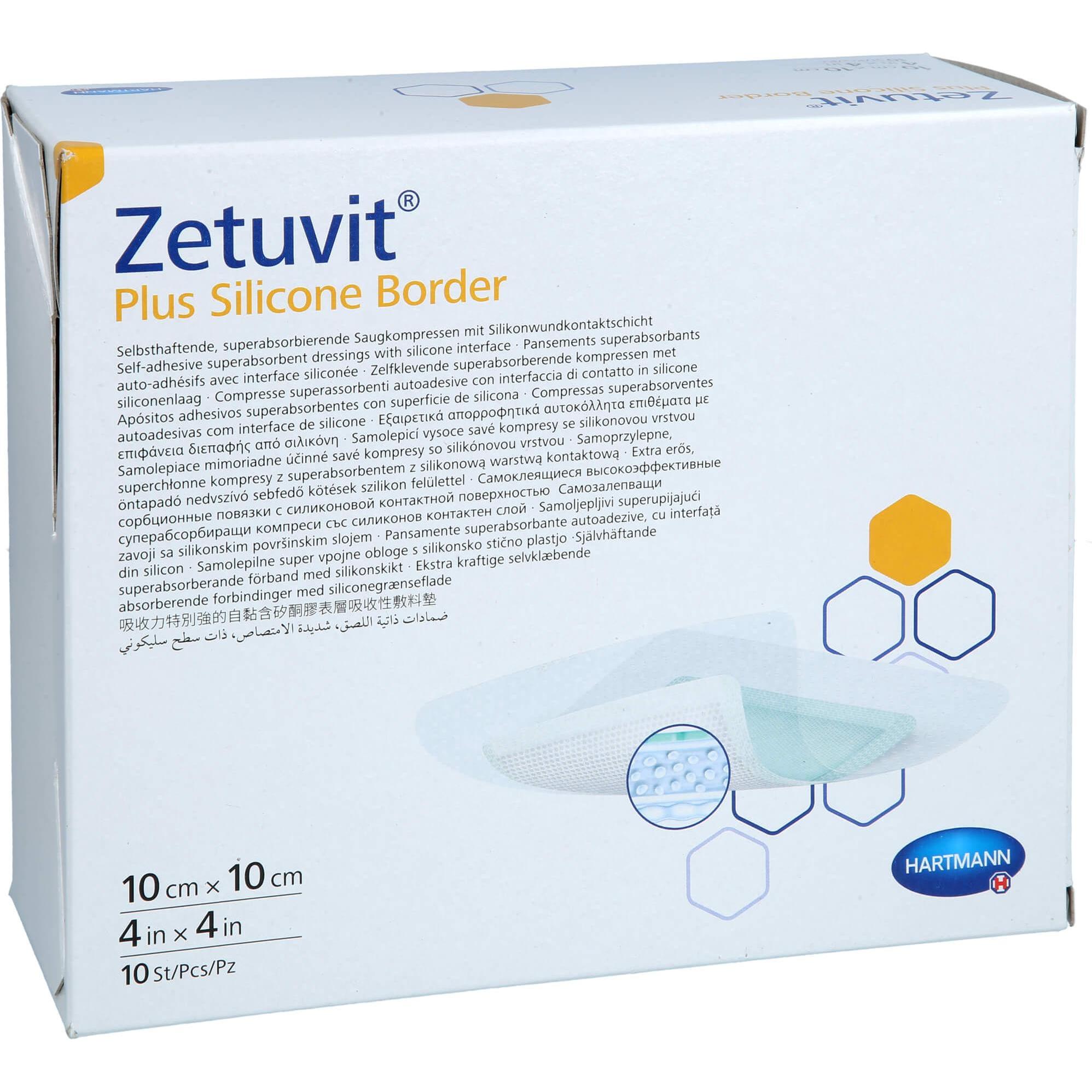 Avitamed GmbH, Pflaster, ZETUVIT PLUS SILICONE BORDER 10X10 CM, 10 St KOM (10 x)