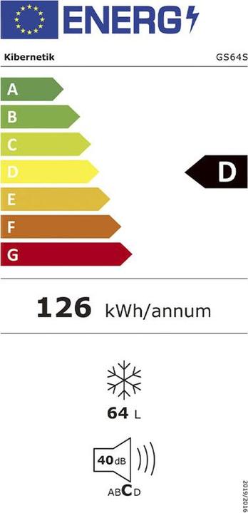 Etichetta energetica Kibernetik FSP GS64 (Struttura autonoma, 64 l)