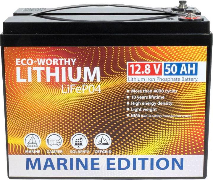 Actual product image Eco-Worthy Marine Lithium-Batterie LiFePO4 12V (12 V, 50 Ah)
