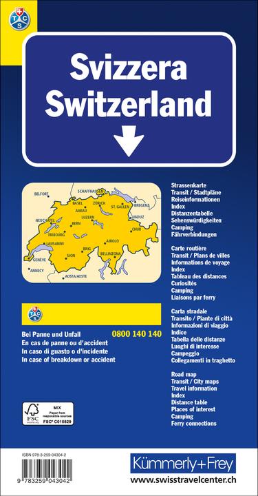 Energy Label Switzerland TCS Road Map 1:301 000
