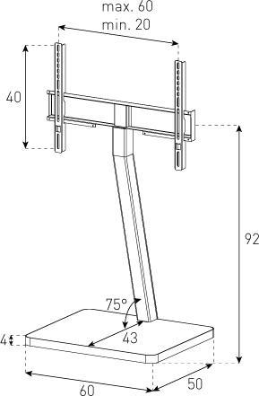 Produktbild Sonorous PL2700, eleganter Standfuss, 25kg, Graphit / Silber (Universal, 50", 25 kg)
