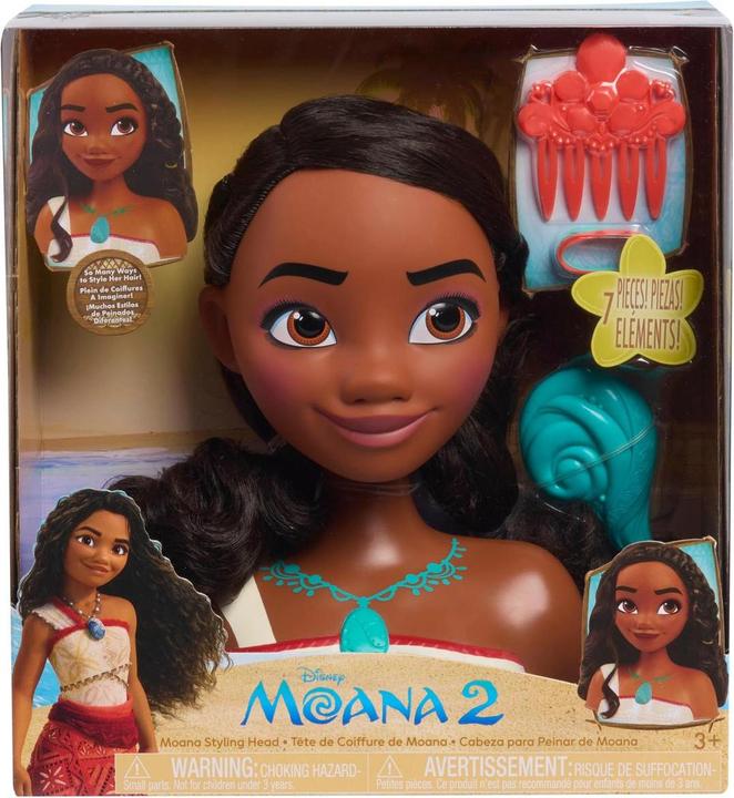 Actual product image Just Play Disney Princess Moana 2 Styling Head, 7-pieces, Pretend Play, Kids Toys for Ages 3 Up