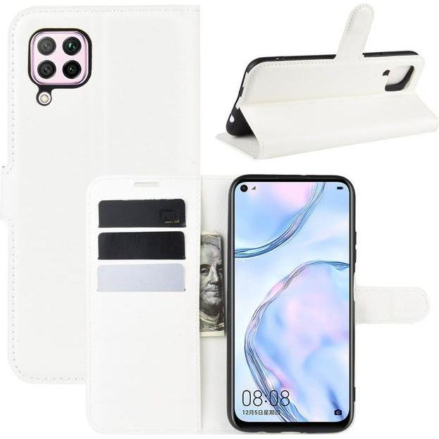 Thumbnail - MU Classic Litchi Leder Bookcover Series (Huawei P40 Lite), Smartphone Hülle, Weiss