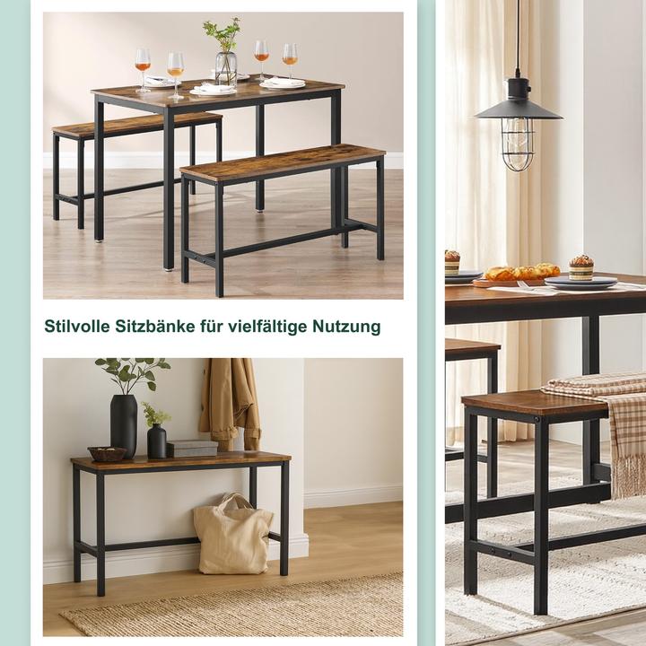 Actual product image Relaxdays Sitzbank Esszimmer 2er Set Industrial (108 cm)