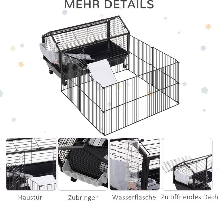 Image du produit PawHut Cage pour cochons d'Inde avec enclos extérieur