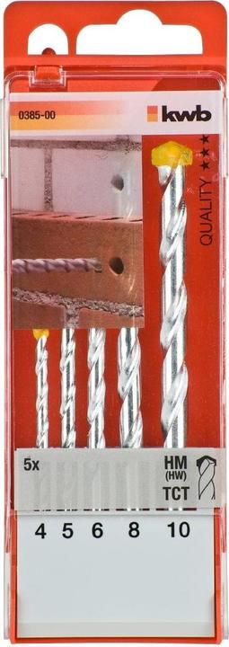 Immagine prodotto kwb Set di trapani per muratura con punta in metallo duro da 5 pezzi (4.0, 5.0, 6.0, 8.0, 10 mm)